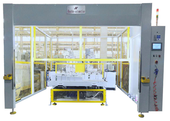 Los robots dobles afilan el panel de ajuste auto plegable de las estaciones de la envoltura dos de la máquina