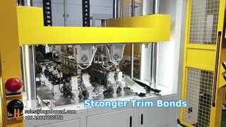 Máquina laminadora de prensado en caliente para molduras automotrices cosidas